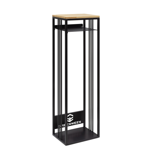 Дровница CAPRI с полкой, черная, столешница дерево, 40*30*136 фото 9