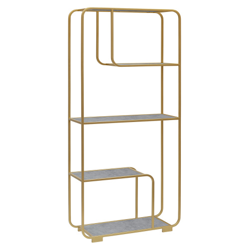 Стеллаж SIENA, золотой, ЛДСП Бетон светлый, 80*30*173