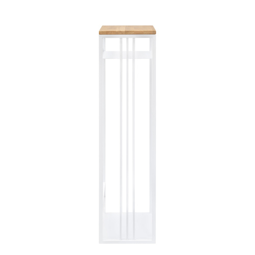 Дровница CAPRI MINI с полкой, белая, столешница дерево, 40*30*120 фото 10