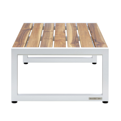 Cтол уличный журнальный SANTORINI, алюминий белый, тик, 108,5*65*36,5 фото 3