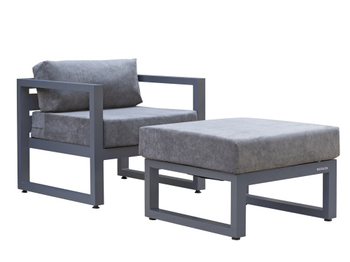 Набор садовой мебели CAPRI / 2 предмета: кресло, пуф / серый (S1B) фото 7