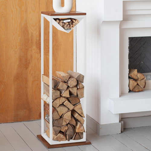 Дровница TORI с полкой, белая фото 8