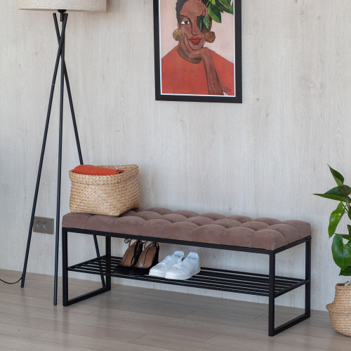 Банкетка RUBY, черная, Mocco, каретная стяжка, 110*40*45 фото 2