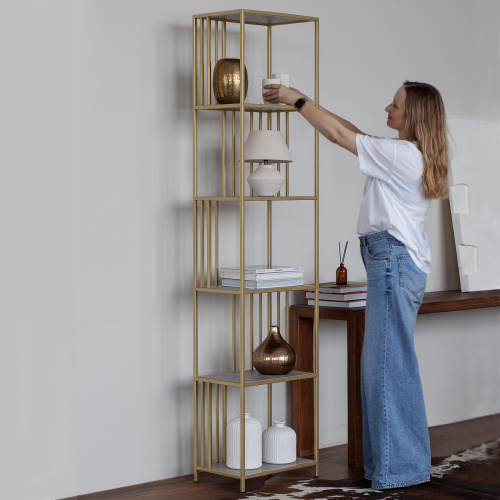 Стеллаж SOHO MINI, золотой, ЛДСП Бетон светлый фото 7