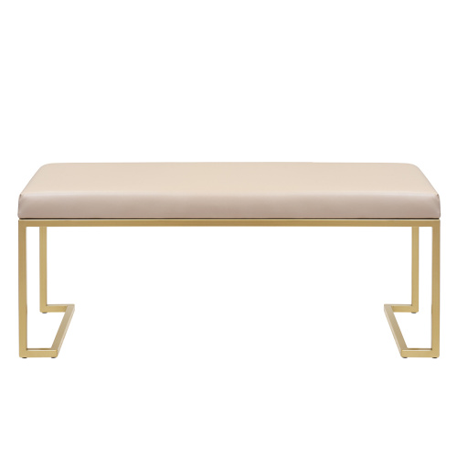 Банкетка OMEGA, золотая, экокожа Light Beige, 110*40*45 фото 8