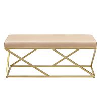 Банкетка ZUMA, золотая, экокожа Light Beige, 110*40*45