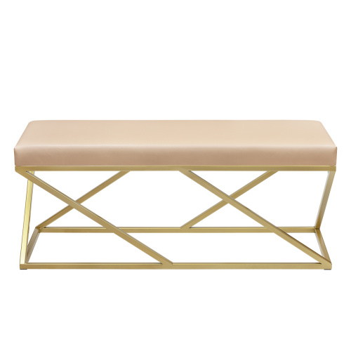 Банкетка ZUMA, золотая, экокожа Light Beige, 110*40*45