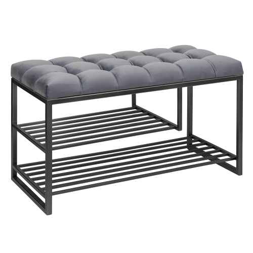 Обувница GARDA PLUS, черная, Mouse Grey, каретная стяжка, 85*40*52