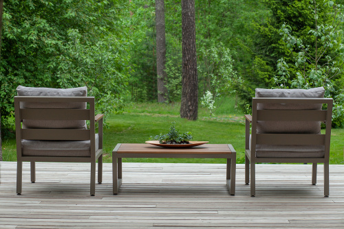 Кресло уличное SANTORINI, алюминий PECAN, рогожка BAHAMA ASH, дерево фото 4