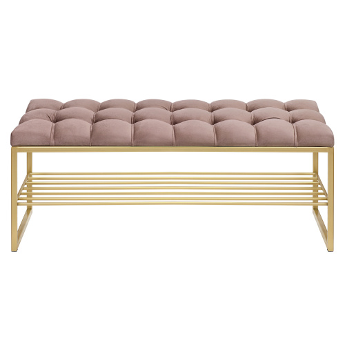 Банкетка RUBY, золотая, Mocco, каретная стяжка, 110*40*45 фото 7