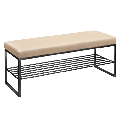 Банкетка RUBY, черная, экокожа Light Beige, 110*40*45 фото 2