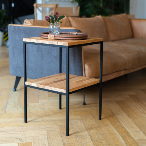 Cтолик журнальный NORMAN, черный/дуб, 40*40*60 фото 3