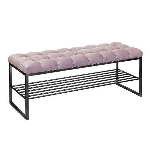 Банкетка RUBY, черная, Dusty Pink, каретная стяжка, 110*40*45 фото 7