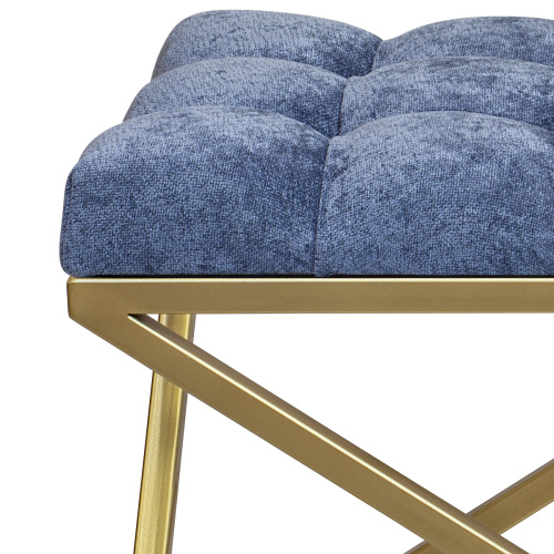 Банкетка ZUMA, золотая, Steel Blue, каретная стяжка, 110*40*45 фото 5