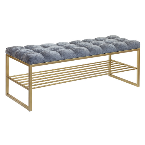 Банкетка RUBY, золотая, Steel Grey, каретная стяжка, 110*40*45 фото 8