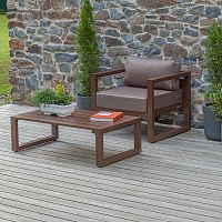 Набор садовой мебели CAPRI / 2 предмета: кресло, столик / коричневый (S1A)