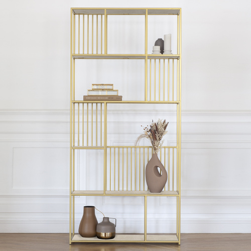 Стеллаж SOHO, золотой, керамика слоновая кость, 192*90*30 фото 2