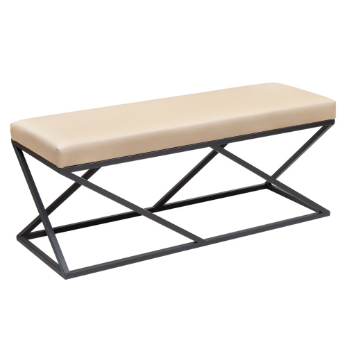 Банкетка ZUMA, черная, экокожа Light Beige, 110*40*45 фото 2