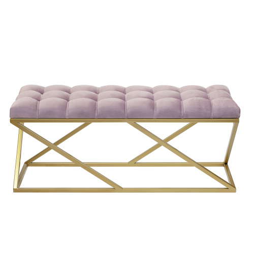 Банкетка ZUMA, золотая, Dusty Pink, каретная стяжка, 110*40*45 фото 3