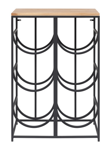 Подставка для 6 бутылок со столиком из дуба, черная фото 6
