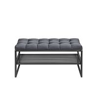 Банкетка RIMINI MINI, черный, Mouse Grey, каретная стяжка, 85*40*45