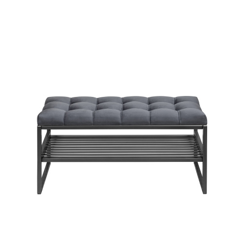 Банкетка RIMINI MINI, черный, Mouse Grey, каретная стяжка, 85*40*45