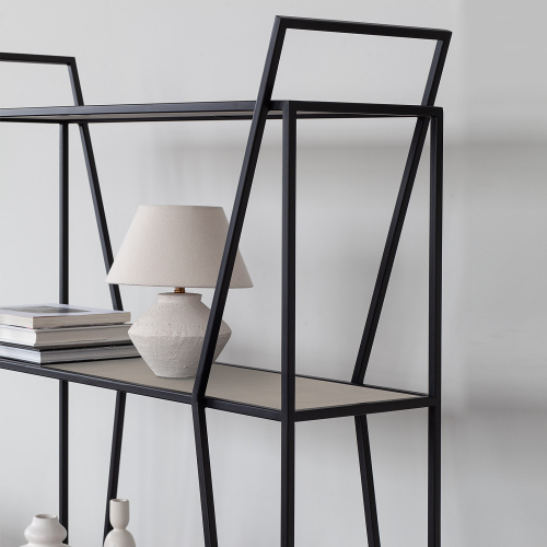 Стеллаж OSLO, черный, керамика Ivory, 100*33*171 фото 4