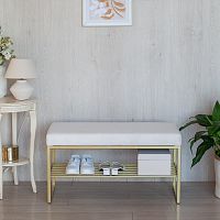 Банкетка RUBY MINI, золотой, слоновая кость, 85*40*45