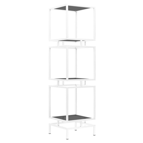 Стеллаж CUBIC-3, белый, тонированное стекло, 40*40*150,5