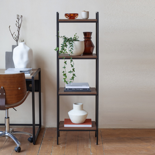 Стеллаж ALTO, черный, ЛДСП Орех, 45*30*145 фото 2