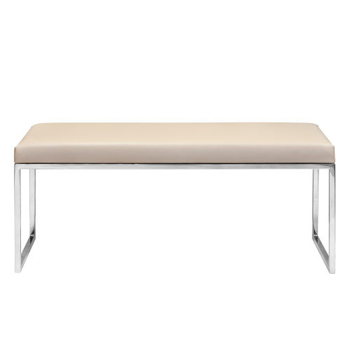 Банкетка ALBA, н/ж сталь, экокожа Light Beige, 110*40*45 фото 4