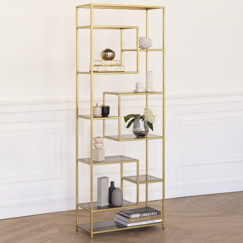Стеллаж OLIVIA, золотой, полки стекло, 70*30*195,3 фото 4