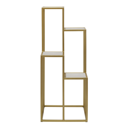 Столик подставка для цветов TORI, под 4 кашпо, золотой, столешницы керамика Ivory, 40*40*100 фото 5