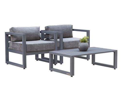 Набор садовой мебели CAPRI / 3 предмета: 2 кресла, столик / серый (S2B) фото 15