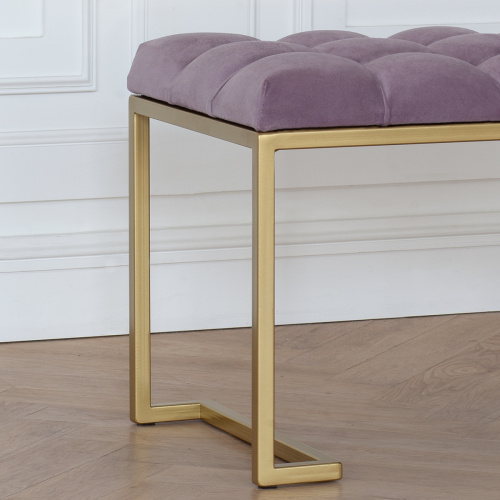 Банкетка OMEGA MINI, золотая, Dusty Pink, каретная стяжка, 85*40*45 фото 3