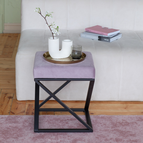 Пуф Chelsea, черный, Dusty Pink фото 2