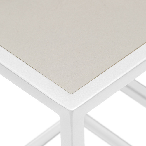 Столик подставка для цветов TORI, под 4 кашпо, белый, столешницы керамика Ivory, 40*40*100 фото 6