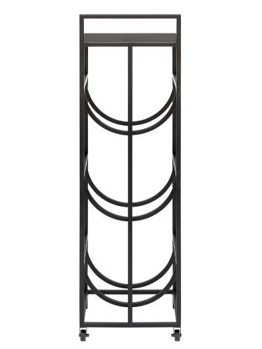Подставка для 3 бутылок со столиком и с колесами, черная фото 10