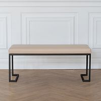 Банкетка OMEGA, черная, экокожа Light Beige, 110*40*45