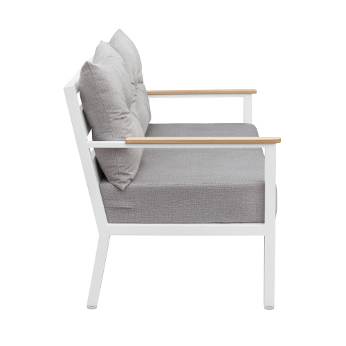 Диван уличный SANTORINI, алюминий белый, светло-серая рогожка, дерево фото 8