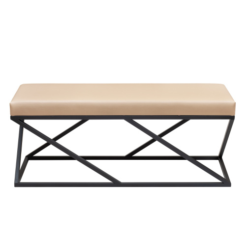 Банкетка ZUMA, черная, экокожа Light Beige, 110*40*45