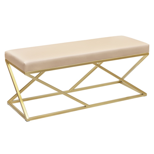 Банкетка ZUMA, золотая, экокожа Light Beige, 110*40*45 фото 2