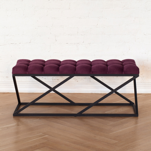 Банкетка ZUMA, черная, Marsala, каретная стяжка, 110*40*45