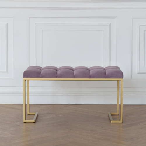 Банкетка OMEGA MINI, золотая, Dusty Pink, каретная стяжка, 85*40*45