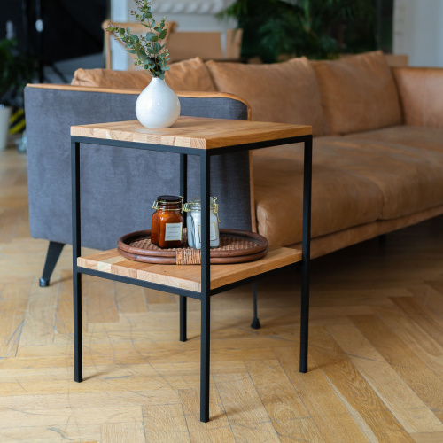 Cтолик журнальный NORMAN, черный/дуб, 40*40*60 фото 4