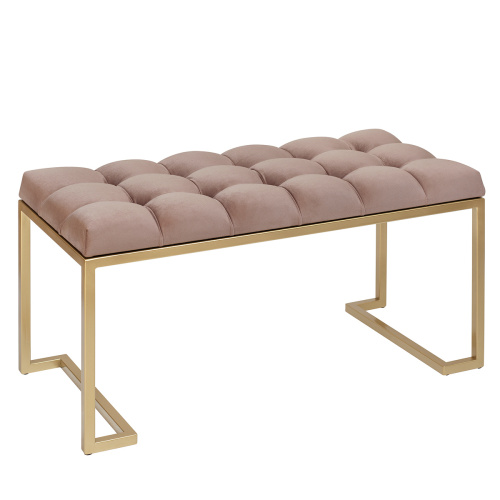 Банкетка OMEGA MINI, золотая, Mocco, каретная стяжка, 85*40*45