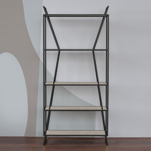 Стеллаж OSLO MINI, черный, керамика Ivory, 80*33*171 фото 6