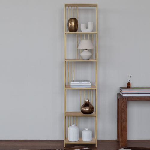 Стеллаж SOHO MINI, золотой, ЛДСП Дуб Каселла, 45*30*195 фото 2
