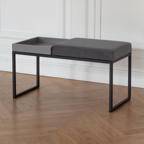 Банкетка ALBA BOX, черная, Light Blue, GreyBox, 85*40*45 фото 2