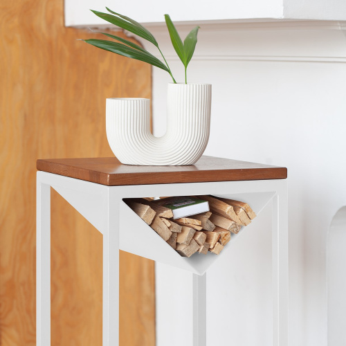 Дровница TORI с полкой, белая, 37*40*120 фото 6